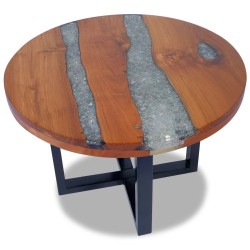 vidaXL Mesa de centro resina de teca 60 cm
