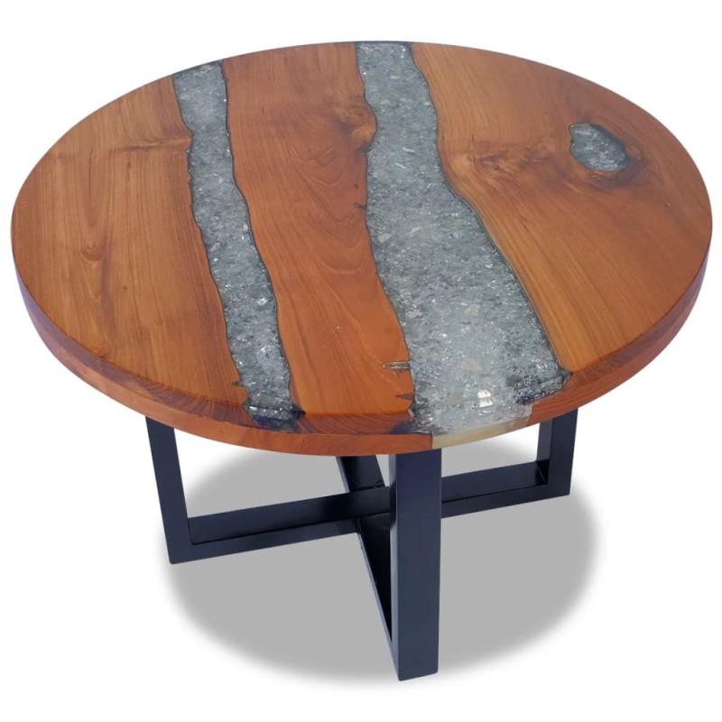vidaXL Mesa de centro resina de teca 60 cm vidaXL Mesa de centro resina de teca 60 cm