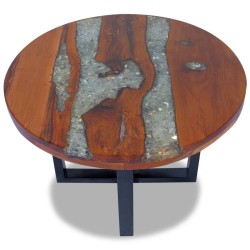vidaXL Mesa de centro resina de teca 60 cm