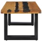 vidaXL Mesa centro madera maciza teca y piedra volcánica 100x50x40 cm