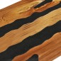 vidaXL Mesa centro madera maciza teca y piedra volcánica 100x50x40 cm
