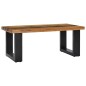 vidaXL Mesa centro madera maciza teca y piedra volcánica 100x50x40 cm