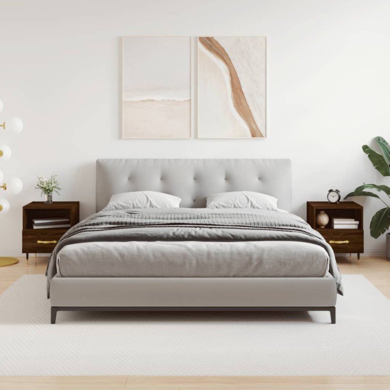 vidaXL Mesita noche 2 uds madera ingeniería marrón roble 40x35x47,5 cm vidaXL Mesita noche 2 uds madera ingeniería marrón roble 40x35x47,5 cm