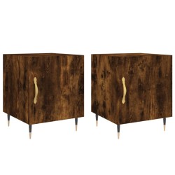 vidaXL Mesitas noche 2 uds madera ingeniería roble ahumado 40x40x50 cm