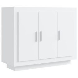 vidaXL Aparador de madera contrachapada blanco brillante 92x35x75 cm
