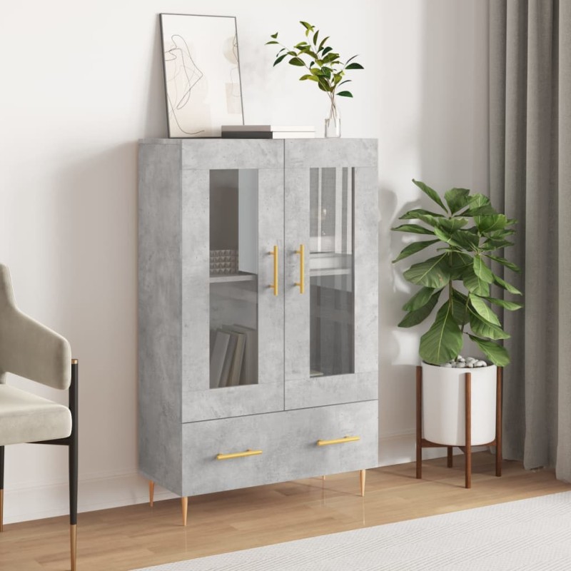 vidaXL Aparador alto madera de ingeniería gris hormigón 69,5x31x115 cm vidaXL Aparador alto madera de ingeniería gris hormigón 69,5x31x115 cm