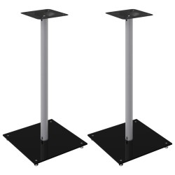 vidaXL Soportes de altavoces 2 uds vidrio templado plata negro 1 pilar