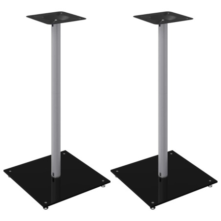 vidaXL Soportes de altavoces 2 uds vidrio templado plata negro 1 pilar