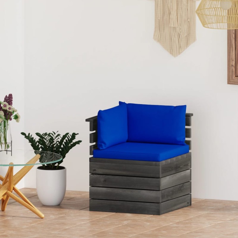 vidaXL Sofá de esquina de palés para jardín con cojines madera de pino vidaXL Sofá de esquina de palés para jardín con cojines madera de pino
