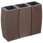vidaXL Conjunto de arriate 3 piezas ratán sintético marrón vidaXL Conjunto de arriate 3 piezas ratán sintético marrón