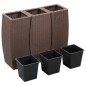 vidaXL Conjunto de arriate 3 piezas ratán sintético marrón vidaXL Conjunto de arriate 3 piezas ratán sintético marrón