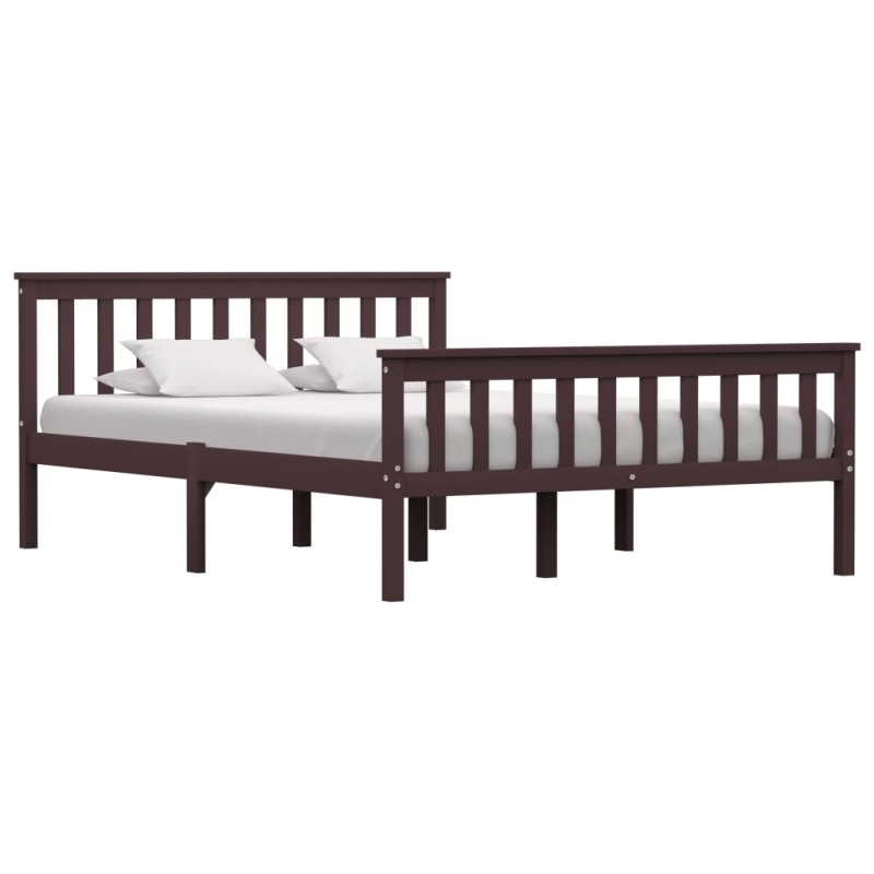 vidaXL Estructura de cama madera maciza pino marrón oscuro 140x200 cm vidaXL Estructura de cama madera maciza pino marrón oscuro 140x200 cm
