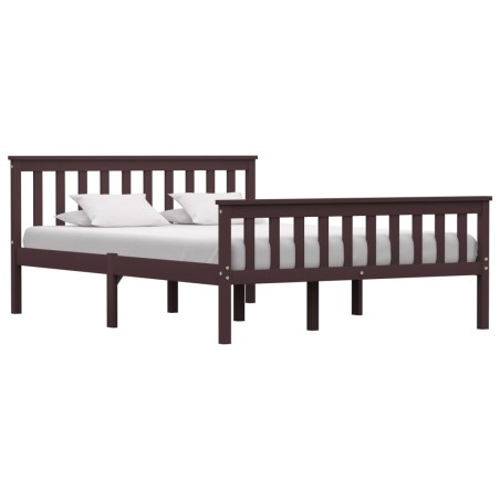 vidaXL Estructura de cama madera maciza pino marrón oscuro 140x200 cm 