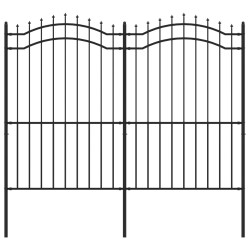 vidaXL Valla de jardín con punta de lanza acero recubierto negro 222cm