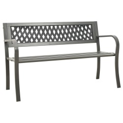vidaXL Banco de jardín de acero gris 125 cm
