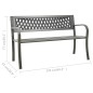 vidaXL Banco de jardín de acero gris 125 cm