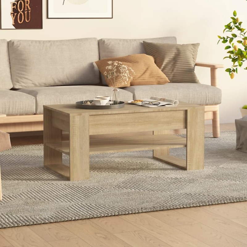 vidaXL Mesa de centro madera contrachapada roble Sonoma 102x55x45 cm vidaXL Mesa de centro madera contrachapada roble Sonoma 102x55x45 cm