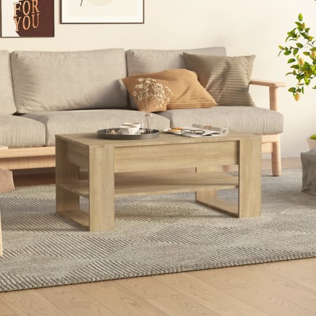 vidaXL Mesa de centro madera contrachapada roble Sonoma 102x55x45 cm