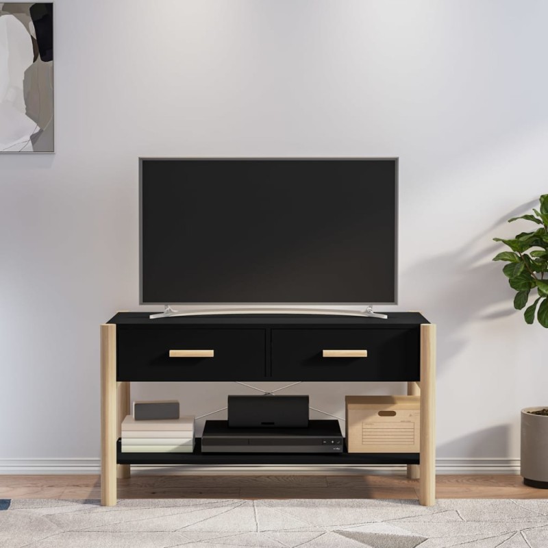 vidaXL Mueble para TV madera contrachapada negro 82x38x45 cm vidaXL Mueble para TV madera contrachapada negro 82x38x45 cm