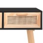 vidaXL Mesa consola madera pino maciza ratán natural negro 105x30x75cm