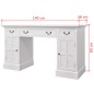 vidaXL Escritorio de pedestal doble blanco 140x48x80 cm vidaXL Escritorio de pedestal doble blanco 140x48x80 cm