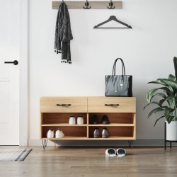 vidaXL Banco zapatero madera de ingeniería roble Sonoma 102x35x55 cm
