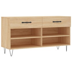 vidaXL Banco zapatero madera de ingeniería roble Sonoma 102x35x55 cm