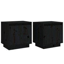 vidaXL Mesitas de noche 2 uds madera maciza de pino negro 40x30x40 cm