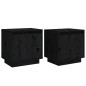 vidaXL Mesitas de noche 2 uds madera maciza de pino negro 40x30x40 cm