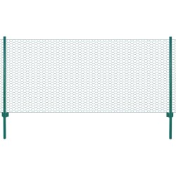 vidaXL Valla de malla alambre con postes acero 25x0,5 m verde