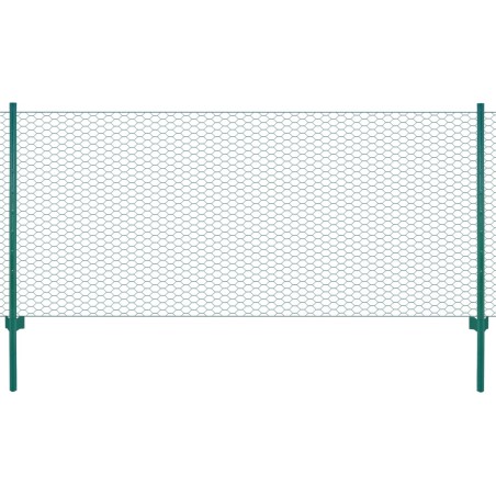 vidaXL Valla de malla alambre con postes acero 25x0,5 m verde
