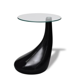 vidaXL Mesa de centro con superficie redonda vidrio negro brillante 