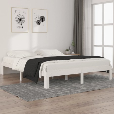 vidaXL Estructura de cama de madera maciza de pino blanco 160x200 cm