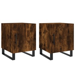 vidaXL Mesitas noche 2 uds madera ingeniería roble ahumado 40x40x50 cm
