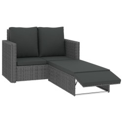 vidaXL Set de muebles de jardín 2 pzas y cojines ratán sintético gris