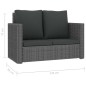 vidaXL Set de muebles de jardín 2 pzas y cojines ratán sintético gris vidaXL Set de muebles de jardín 2 pzas y cojines ratán sintético gris