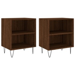 vidaXL Mesita de noche 2 uds madera ingeniería roble marrón 40x30x50cm