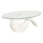 vidaXL Mesa de centro superficie ovalada de vidrio blanco brillante vidaXL Mesa de centro superficie ovalada de vidrio blanco brillante