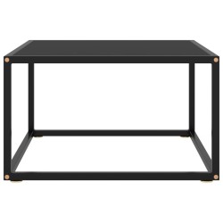 vidaXL Mesa de centro negra con vidrio negro 60x60x35 cm