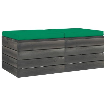 vidaXL Otomanas de palets de jardín 2 pzas cojines madera maciza pino