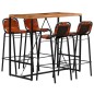 vidaXL Set muebles bar 5 piezas madera maciza reciclada y cuero cabra vidaXL Set muebles bar 5 piezas madera maciza reciclada y cuero cabra