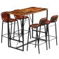 vidaXL Set muebles bar 5 piezas madera maciza reciclada y cuero cabra vidaXL Set muebles bar 5 piezas madera maciza reciclada y cuero cabra