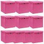vidaXL Cajas de almacenaje con tapas 10 uds tela rosa 32x32x32 cm vidaXL Cajas de almacenaje con tapas 10 uds tela rosa 32x32x32 cm