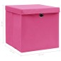vidaXL Cajas de almacenaje con tapas 10 uds tela rosa 32x32x32 cm vidaXL Cajas de almacenaje con tapas 10 uds tela rosa 32x32x32 cm