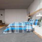 vidaXL Juego de funda nórdica algodón azul y gris 200x200 cm vidaXL Juego de funda nórdica algodón azul y gris 200x200 cm