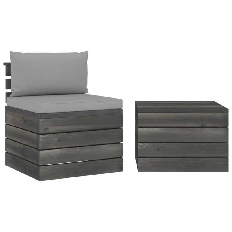 vidaXL Muebles de jardín de palets 2 piezas cojines madera maciza pino vidaXL Muebles de jardín de palets 2 piezas cojines madera maciza pino