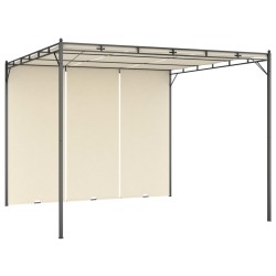vidaXL Cenador de jardín con cortina lateral color crema 3x3x2,25 m