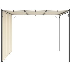 vidaXL Cenador de jardín con cortina lateral color crema 3x3x2,25 m