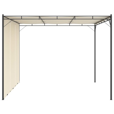 vidaXL Cenador de jardín con cortina lateral color crema 3x3x2,25 m