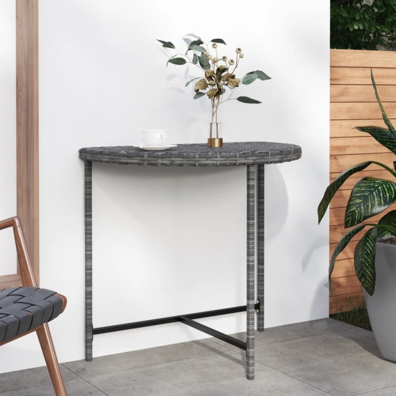 vidaXL Mesa de jardín ratán sintético gris 80x50x75 cm